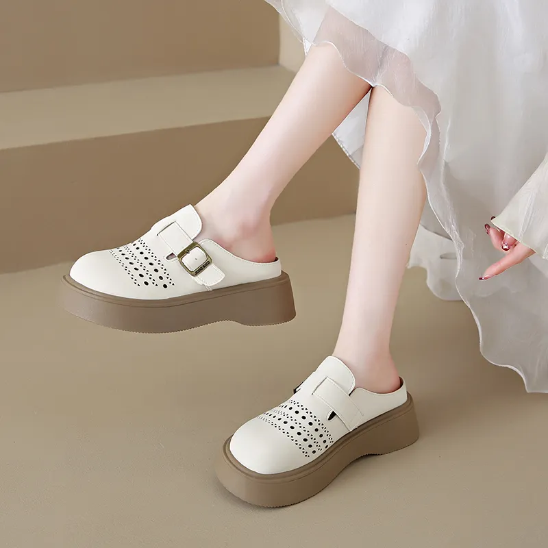 Baibianzhiheren Rubber Sole Closed Toe Slippers Women's-1