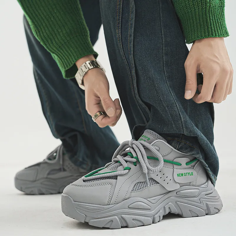 Baibianzhiheren Cushioning Wear Resistant Breathable Coverage Balance Height Increasing Low Top Chunky Sneakers Men's-19