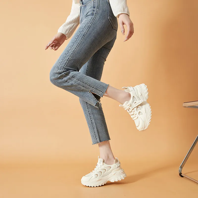 Baibianzhiheren Breathable Lightweight Low Top Chunky Sneakers Women's-2