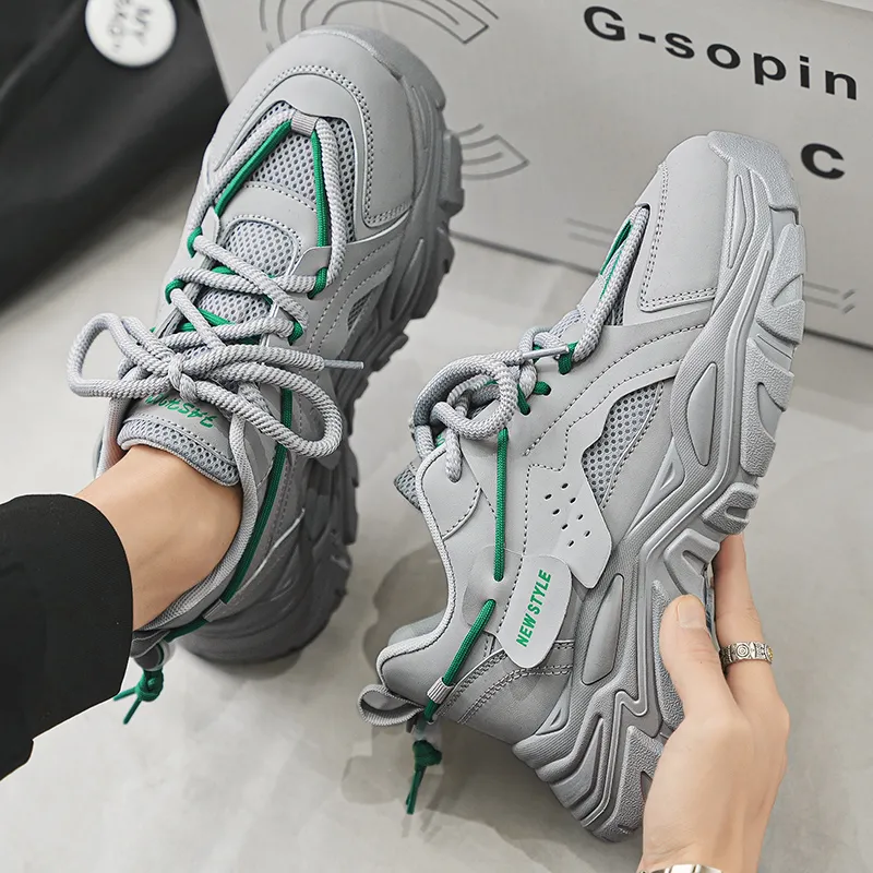 Baibianzhiheren Cushioning Wear Resistant Breathable Coverage Balance Height Increasing Low Top Chunky Sneakers Men's-16
