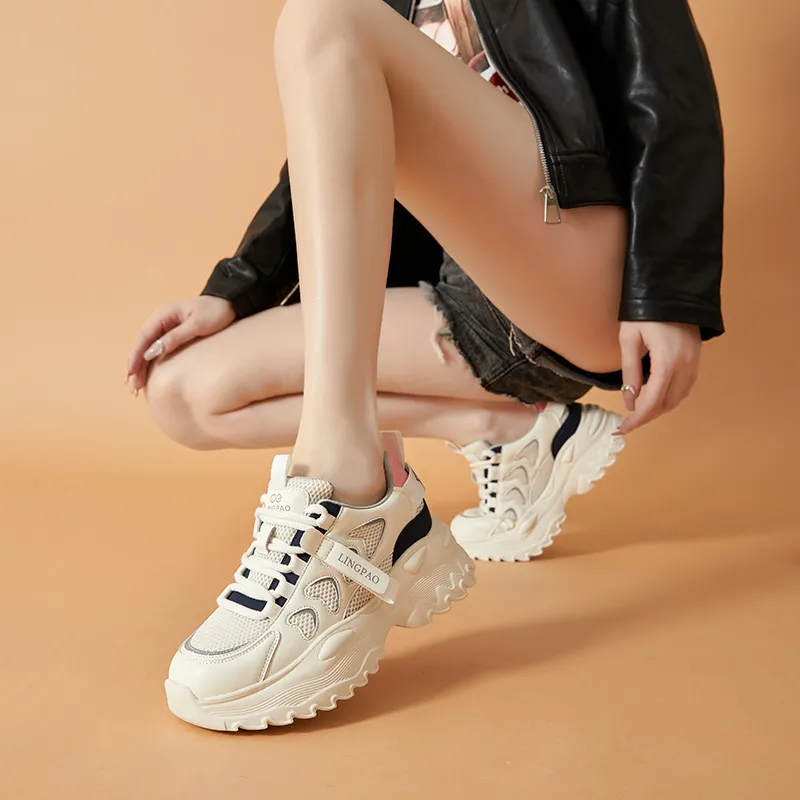 Baibianzhiheren Breathable Lightweight Low Top Chunky Sneakers Women's-9