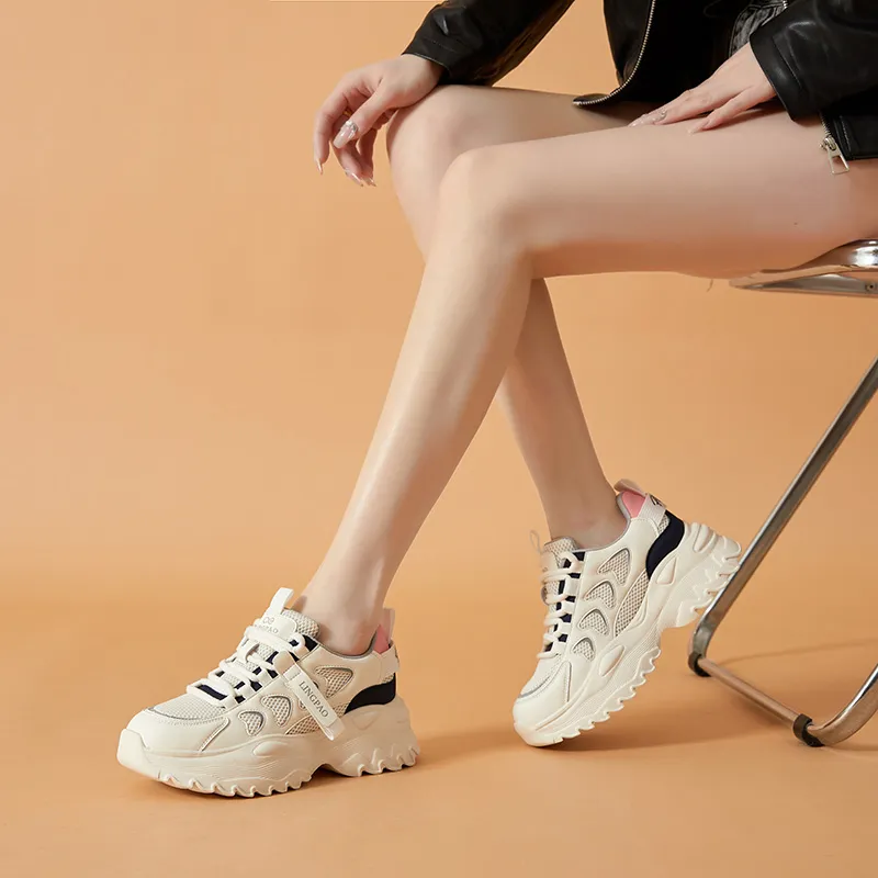 Baibianzhiheren Breathable Lightweight Low Top Chunky Sneakers Women's-8