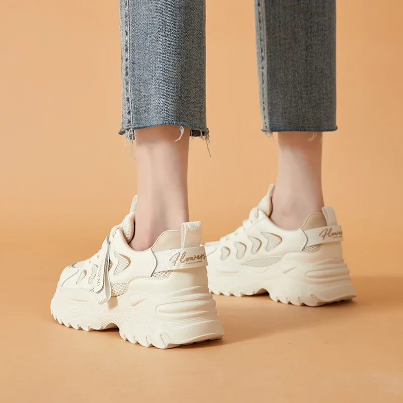 Baibianzhiheren Breathable Lightweight Low Top Chunky Sneakers Women's-4