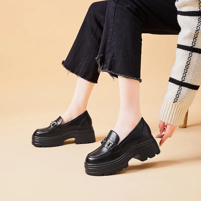 Baibianzhiheren Loafers 6.5cm Women's Black-3
