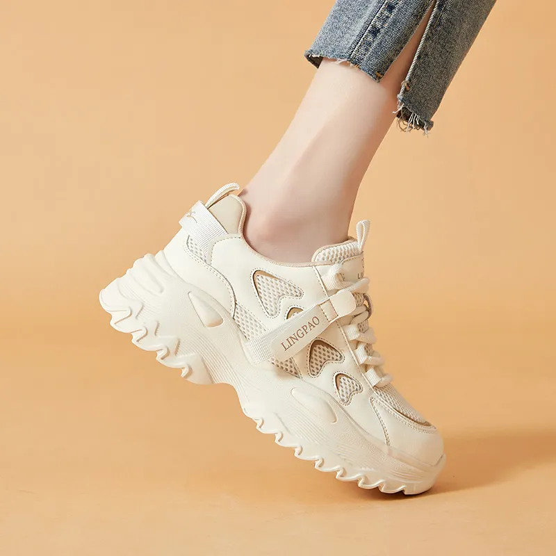 Baibianzhiheren Breathable Lightweight Low Top Chunky Sneakers Women's-1