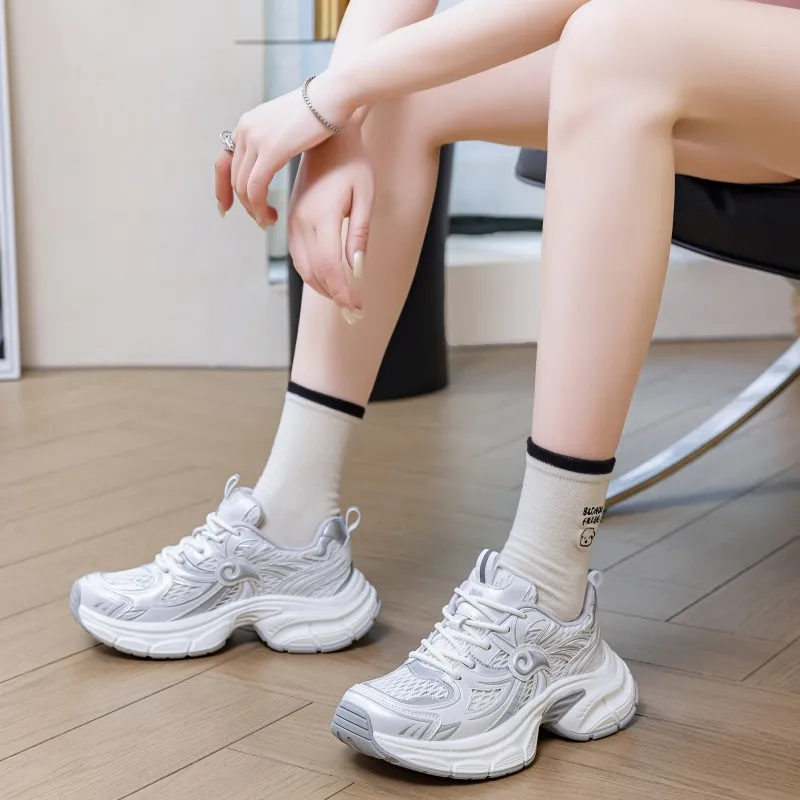 Baibianzhiheren Height Increasing Chunky Sneakers Women's-3