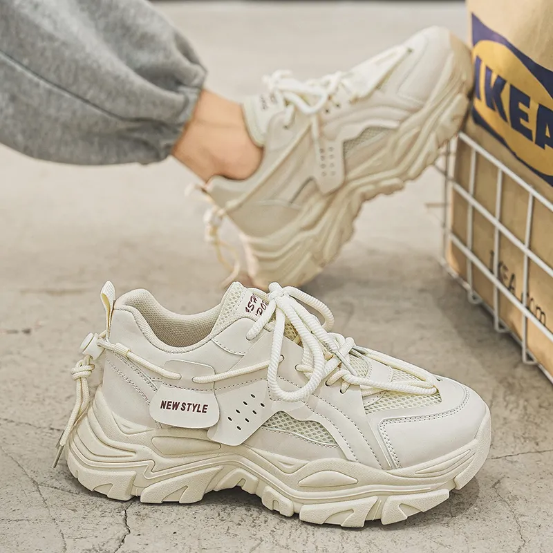 Baibianzhiheren Cushioning Wear Resistant Breathable Coverage Balance Height Increasing Low Top Chunky Sneakers Men's-3