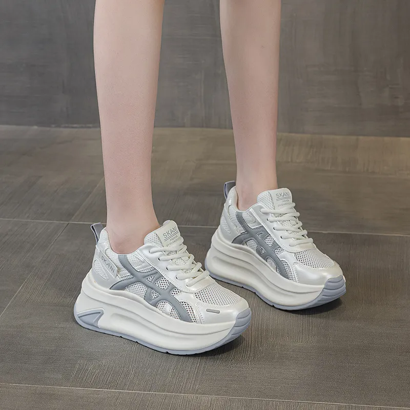 Baibianzhiheren Breathable Height Increase Chunky Sneakers Women's-2