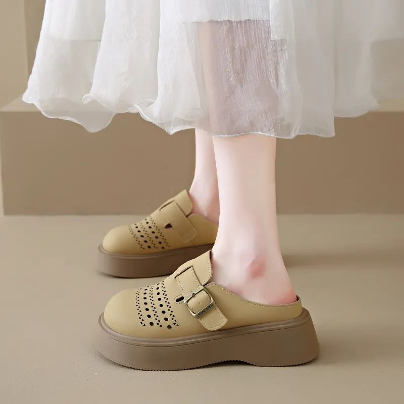 Baibianzhiheren Rubber Sole Closed Toe Slippers Women's-11