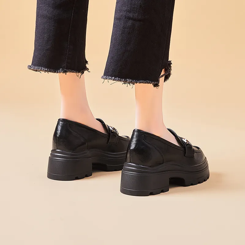 Baibianzhiheren Loafers 6.5cm Women's Black-4