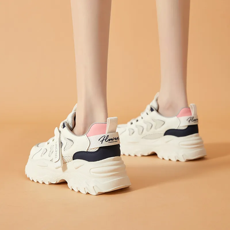 Baibianzhiheren Breathable Lightweight Low Top Chunky Sneakers Women's-10