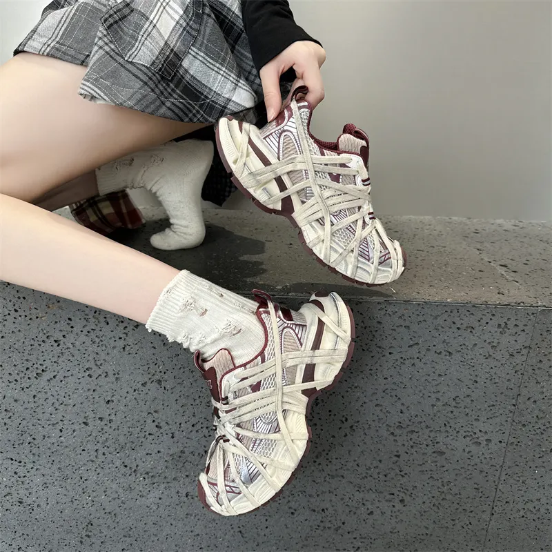 Baibianzhiheren Chunky Sneakers Unisex Angla Red-1