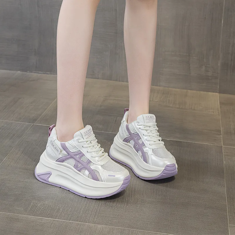 Baibianzhiheren Breathable Height Increase Chunky Sneakers Women's-11
