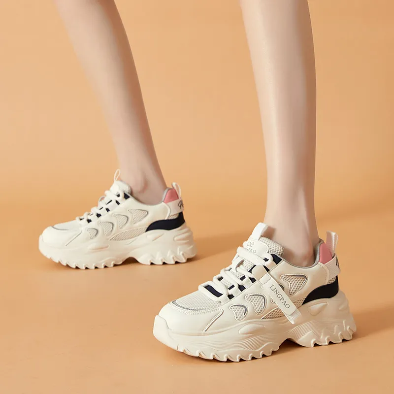 Baibianzhiheren Breathable Lightweight Low Top Chunky Sneakers Women's-7