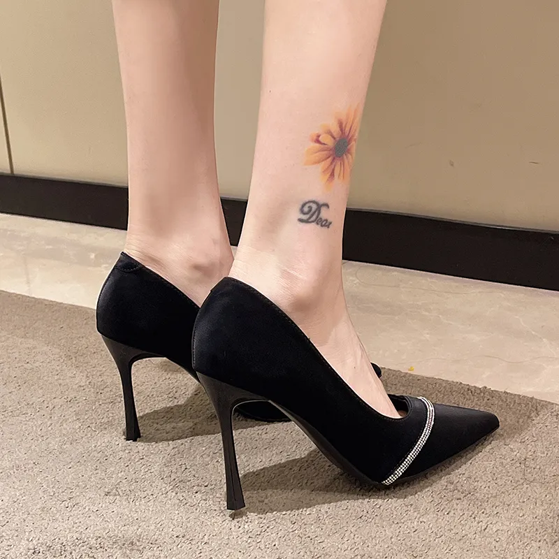 Baibianzhiheren Slim Heel High Heels 9CM Women's Black-2