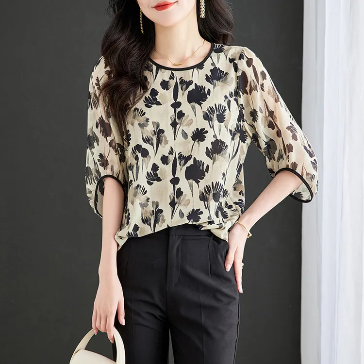 PIERRE CARDIN Chiffon Shirt Women's Image Color-4