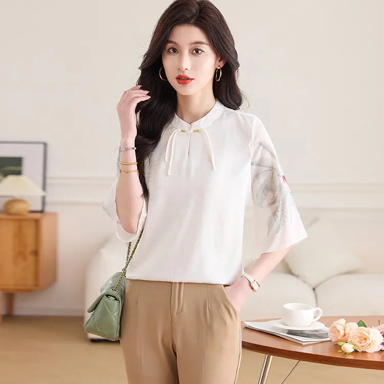 PIERRE CARDIN Chiffon Shirts Women's White-3