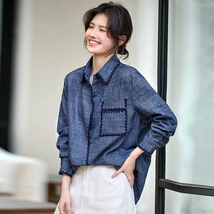 PIERRE CARDIN Shirt Women's Denim Blue-1