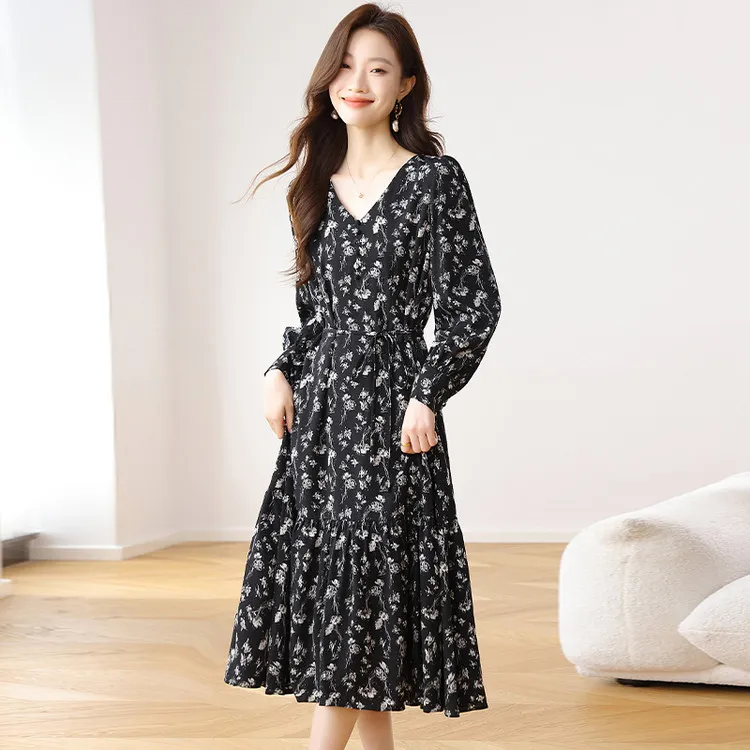 PIERRE CARDIN Long-Sleeved Dresses Women's Black Multicolor-1