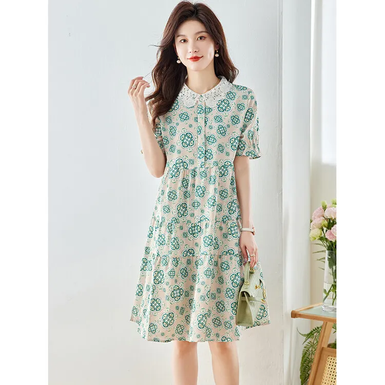 PIERRE CARDIN Short Sleeved Dresses Women's Green-4