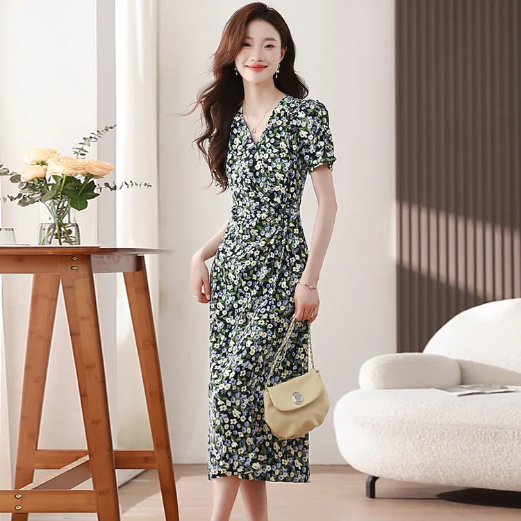 PIERRE CARDIN Short Sleeved Dresses Women's Multicolor Flower Pattern-2