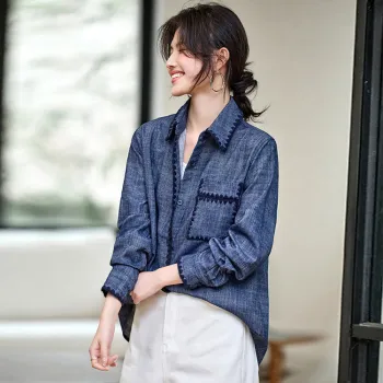 PIERRE CARDIN Shirt Women's Denim Blue