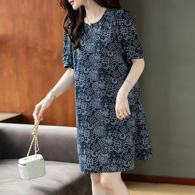 PIERRE CARDIN Short Sleeved Dress Women's Blue-3