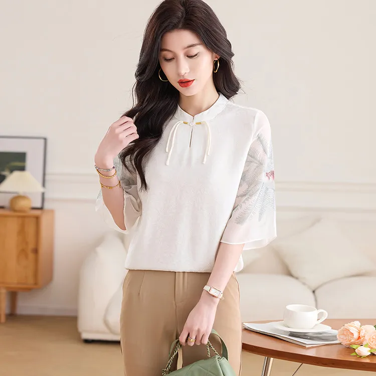 PIERRE CARDIN Chiffon Shirts Women's White-1