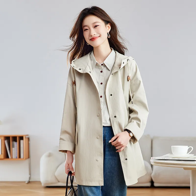 PIERRE CARDIN Trench Coat Women's Beige Apricot-1