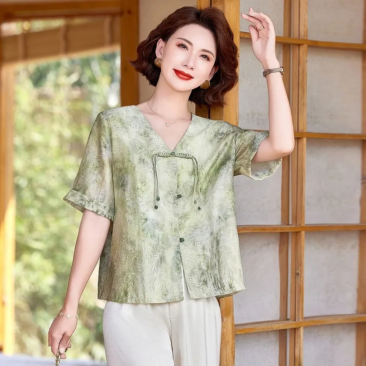 PIERRE CARDIN Chiffon Shirt Women's Green-2