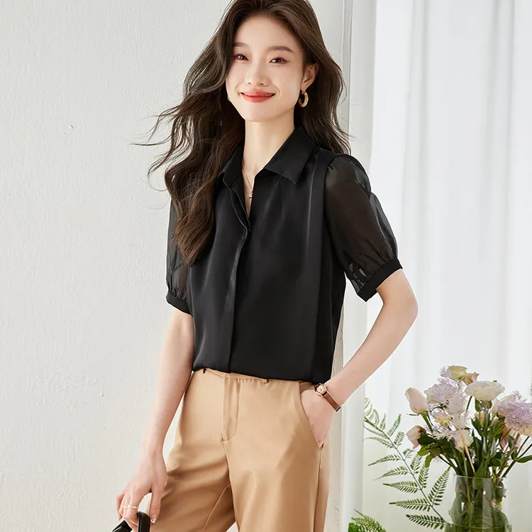 PIERRE CARDIN Chiffon Shirt Women's Black-3