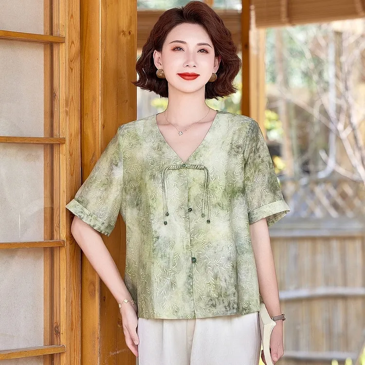 PIERRE CARDIN Chiffon Shirt Women's Green-1