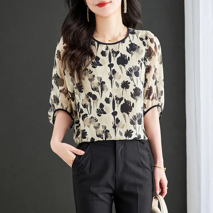 PIERRE CARDIN Chiffon Shirt Women's Image Color-3