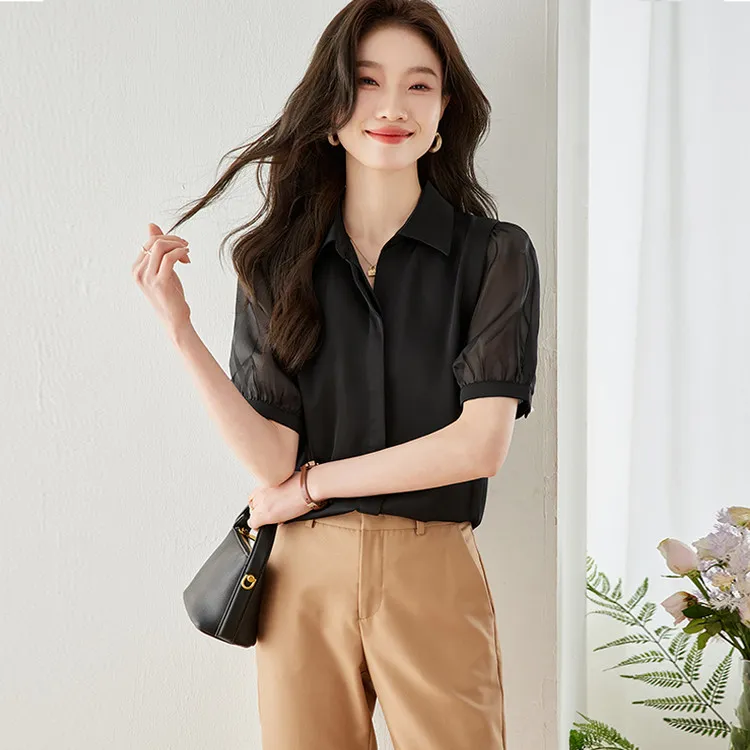 PIERRE CARDIN Chiffon Shirt Women's Black-1