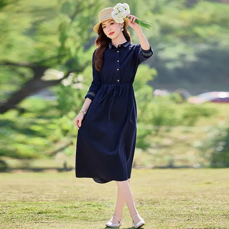 PIERRE CARDIN Long Sleeved Dresses Women's Navy Blue-1