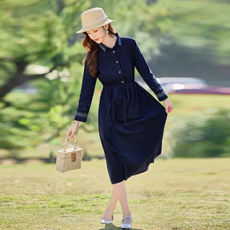 PIERRE CARDIN Long Sleeved Dresses Women's Navy Blue-3