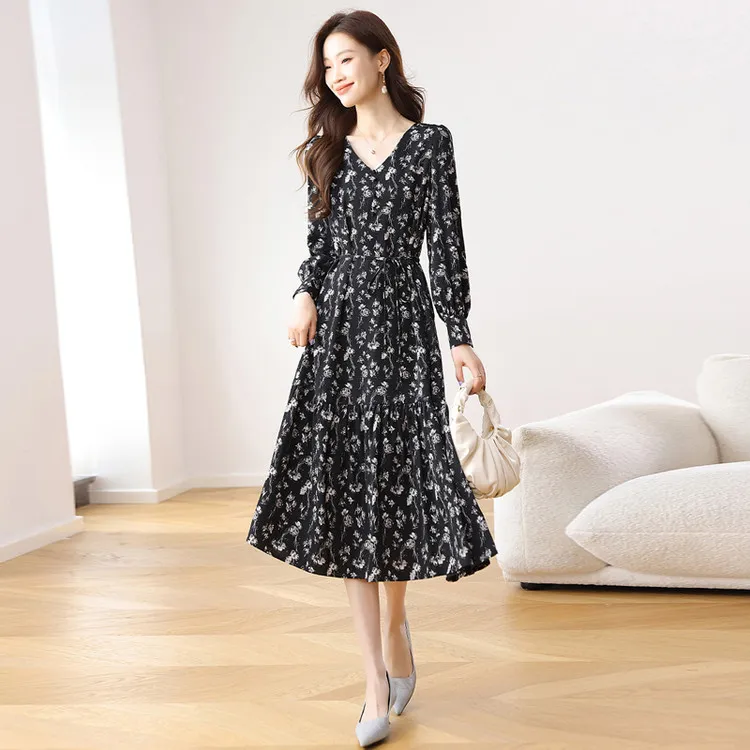 PIERRE CARDIN Long-Sleeved Dresses Women's Black Multicolor-4