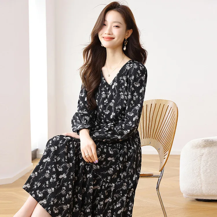 PIERRE CARDIN Long-Sleeved Dresses Women's Black Multicolor-5