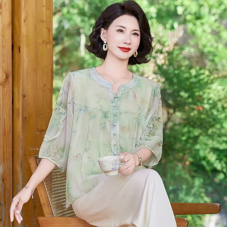 PIERRE CARDIN Chiffon Shirt Women's-5