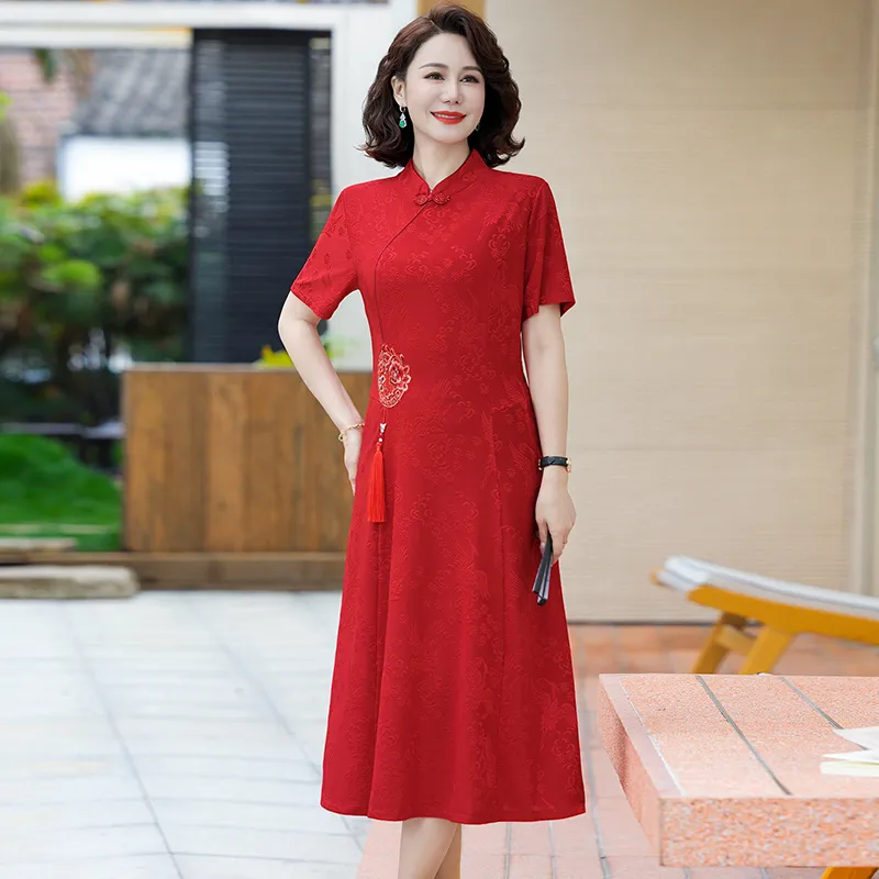 PIERRE CARDIN Short Sleeved Dress Women's Red-2
