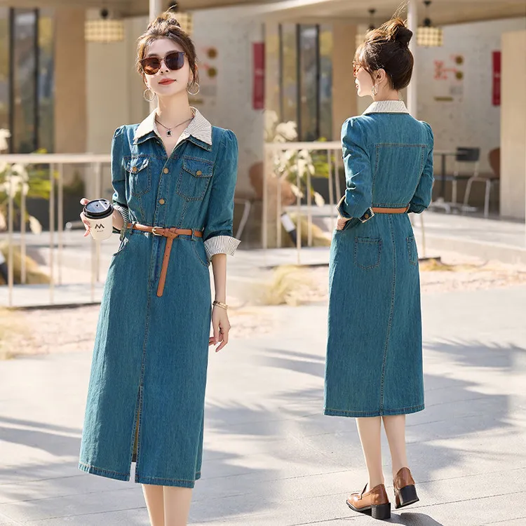 PIERRE CARDIN Long Sleeved Dresses Women's Denim-2