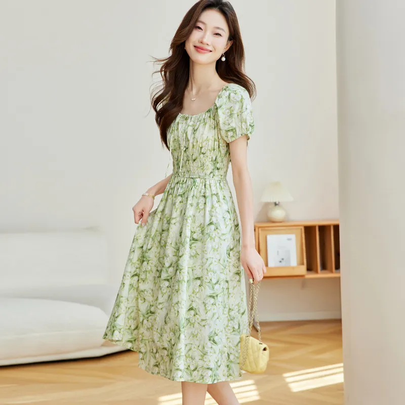 PIERRE CARDIN Short Sleeved Dress Women's Aqua Green Floral-3