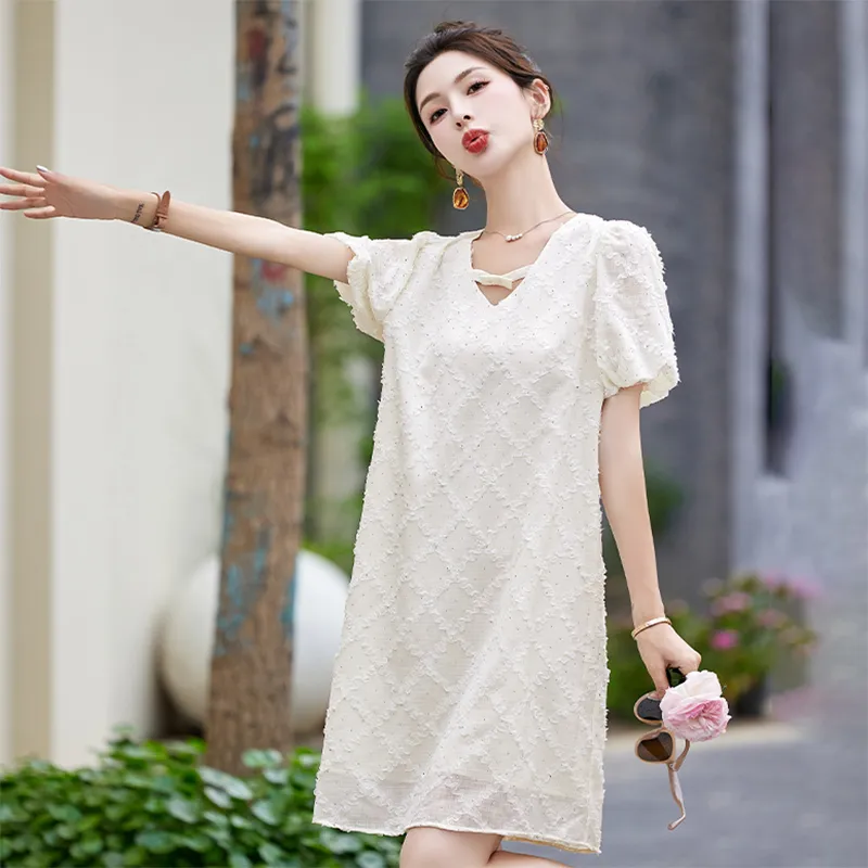 PIERRE CARDIN Short Sleeved Dress Women's White-1