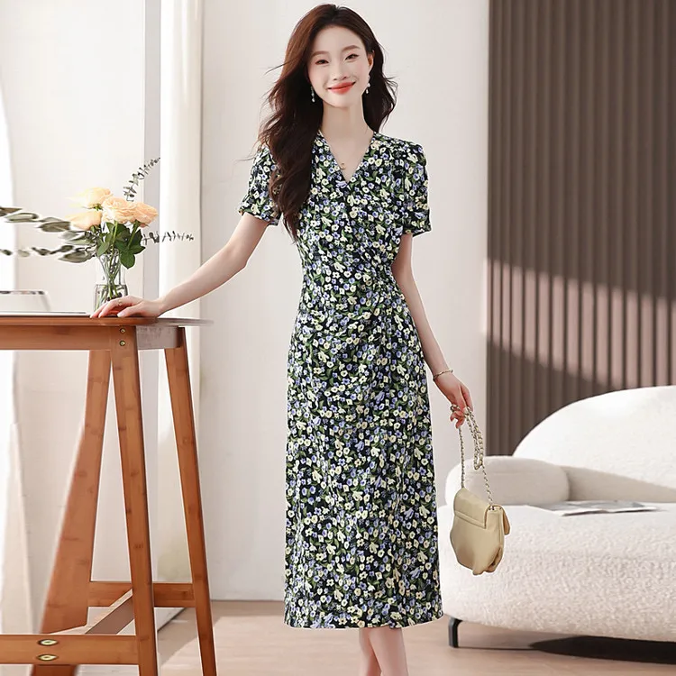 PIERRE CARDIN Short Sleeved Dresses Women's Multicolor Flower Pattern-3