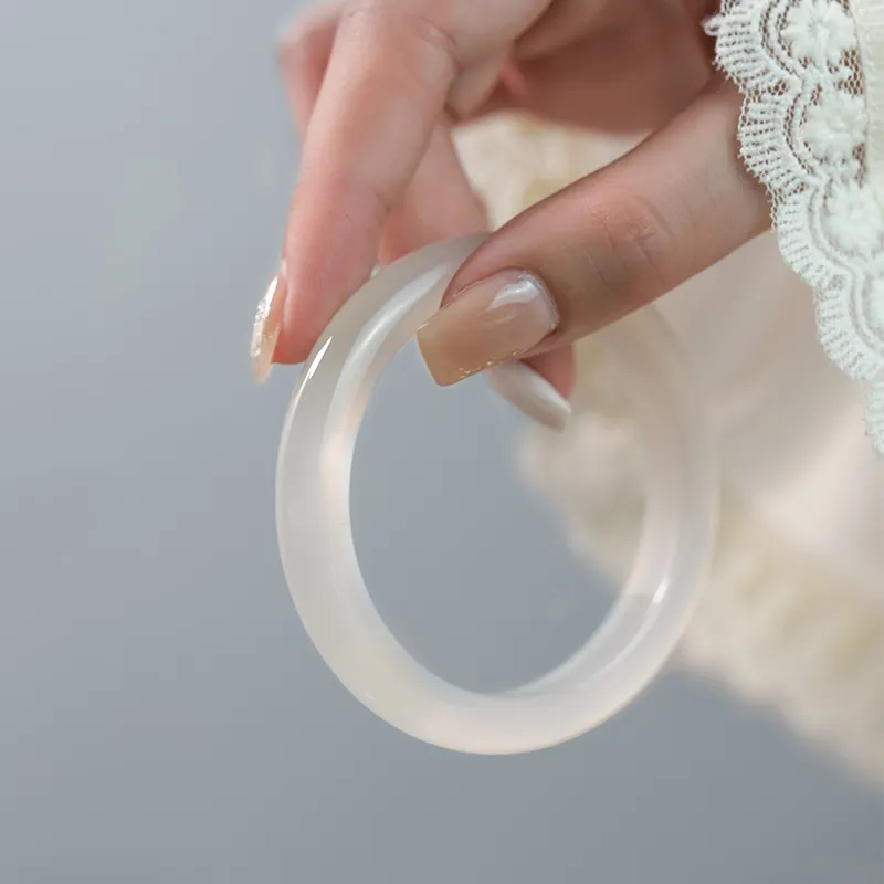 Welcome To The Treasure Chalcedony Versatile Elegant Jade Oval Bangle Unisex-8