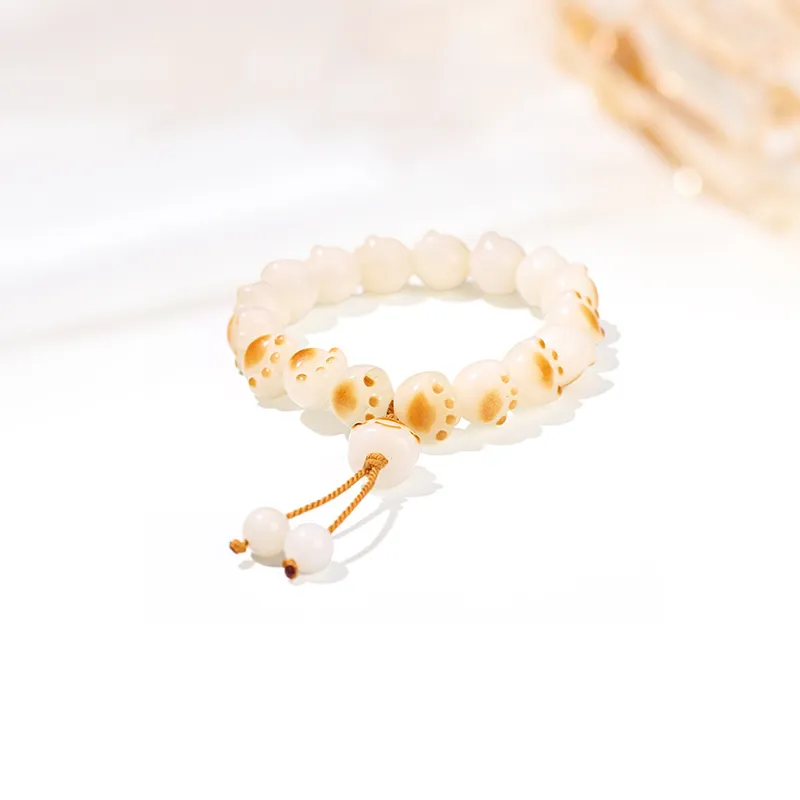 Welcome To The Treasure White Jade Bodhi Bracelets Unisex-2