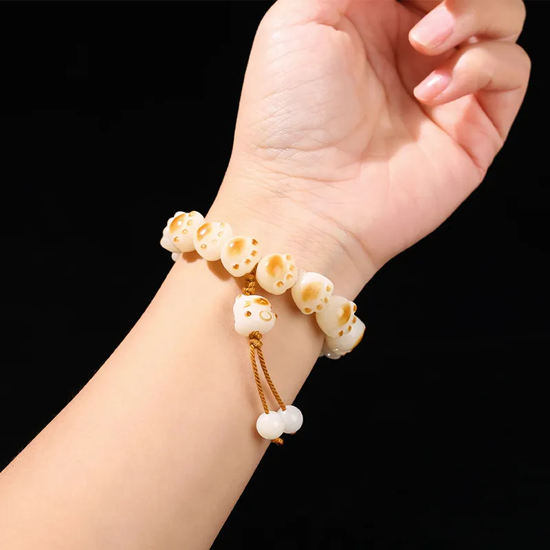 Welcome To The Treasure White Jade Bodhi Bracelets Unisex-1