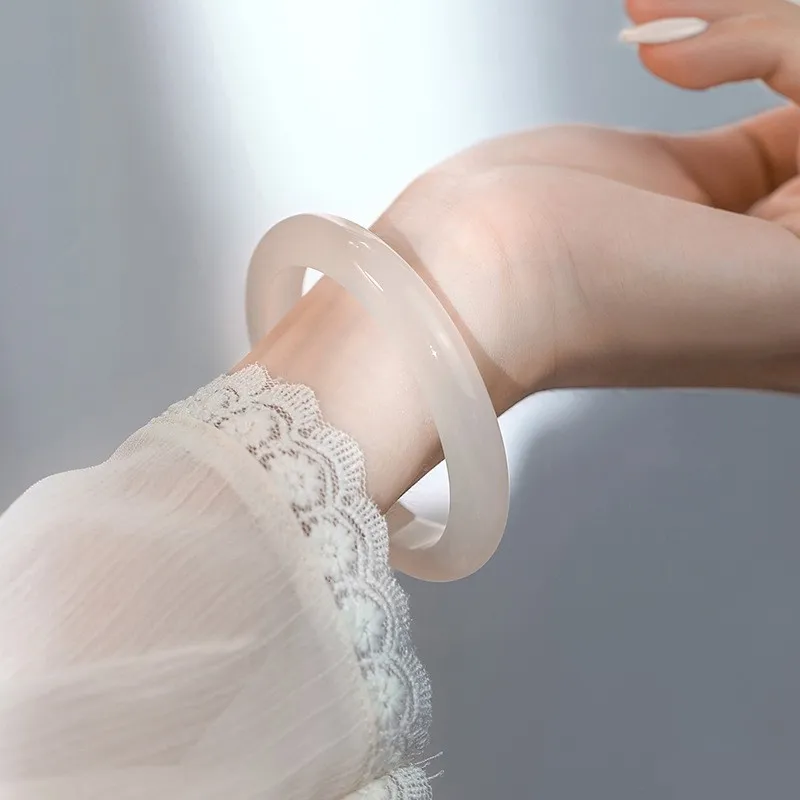 Welcome To The Treasure Chalcedony Versatile Elegant Jade Oval Bangle Unisex-2