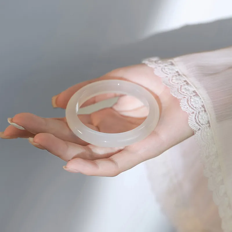 Welcome To The Treasure Chalcedony Versatile Elegant Jade Oval Bangle Unisex-11