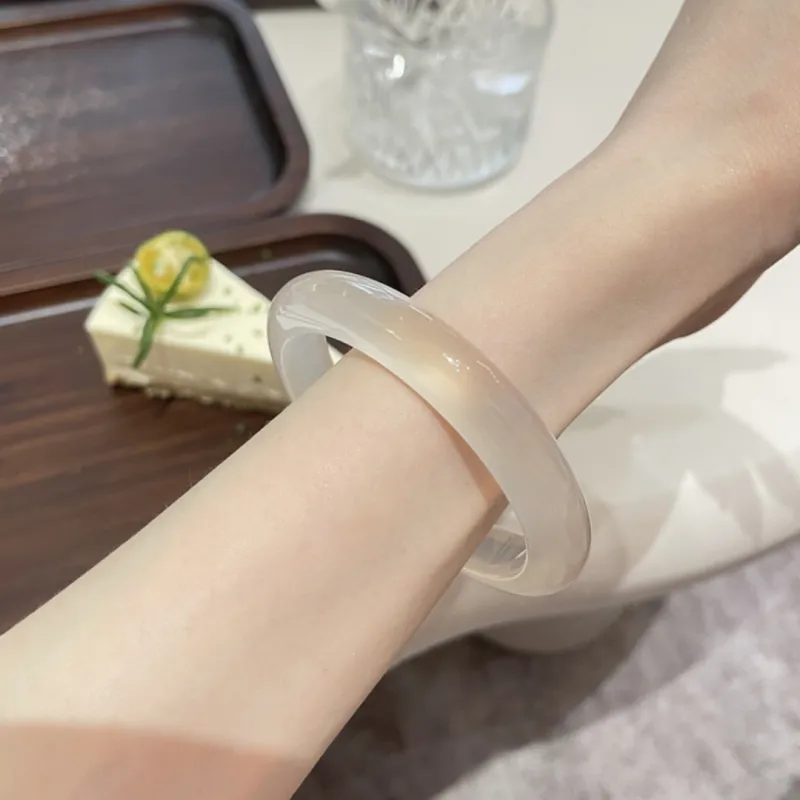 Welcome To The Treasure Chalcedony Versatile Elegant Jade Oval Bangle Unisex-3